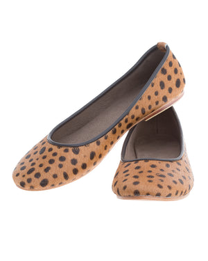 Genuine Leather Spotted Leopard Print Women Ballerina Flat Shoes