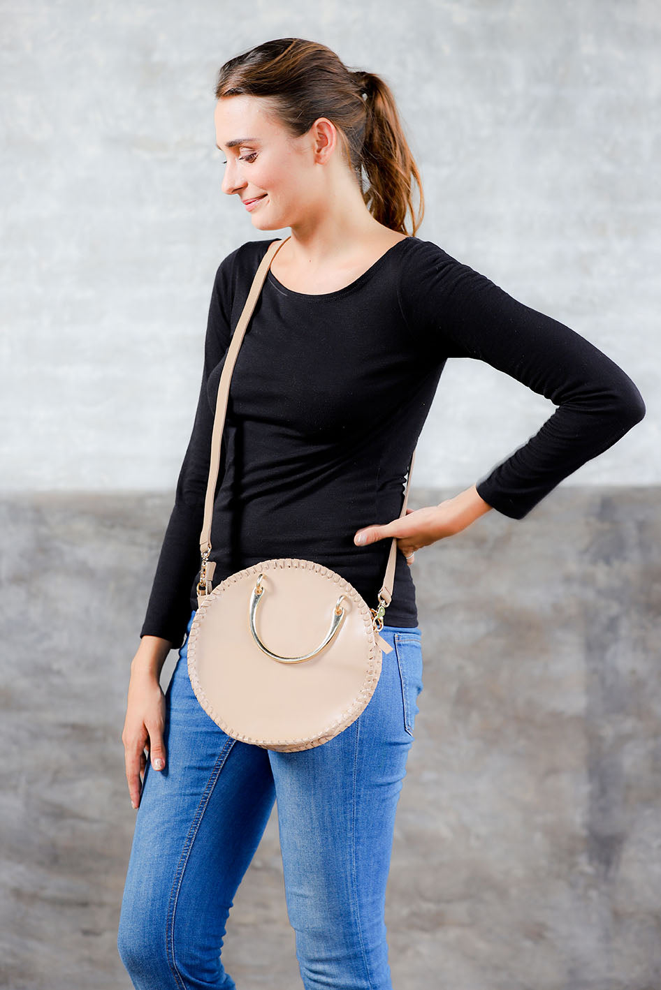 Paris-Small Round Double-Handle shoulder bag