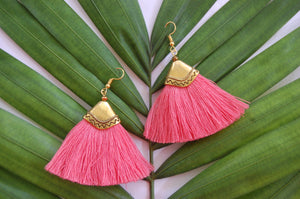 Hot Pink Tassel Fan Bohemian earrings