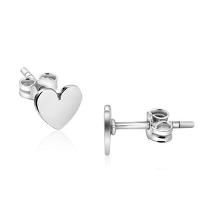 Sterling silver stud heart earrings