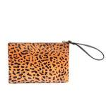 Spotted Leopard Print Leather Wristlet Evening Clutch Bag