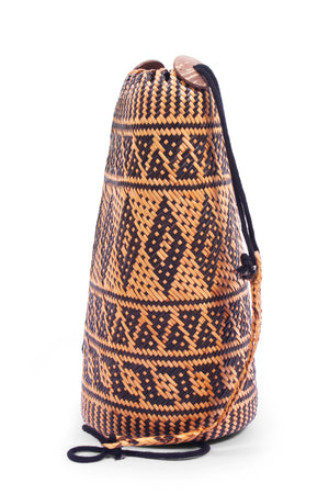 Side view Made in Bali Woven Women Basket Backpack