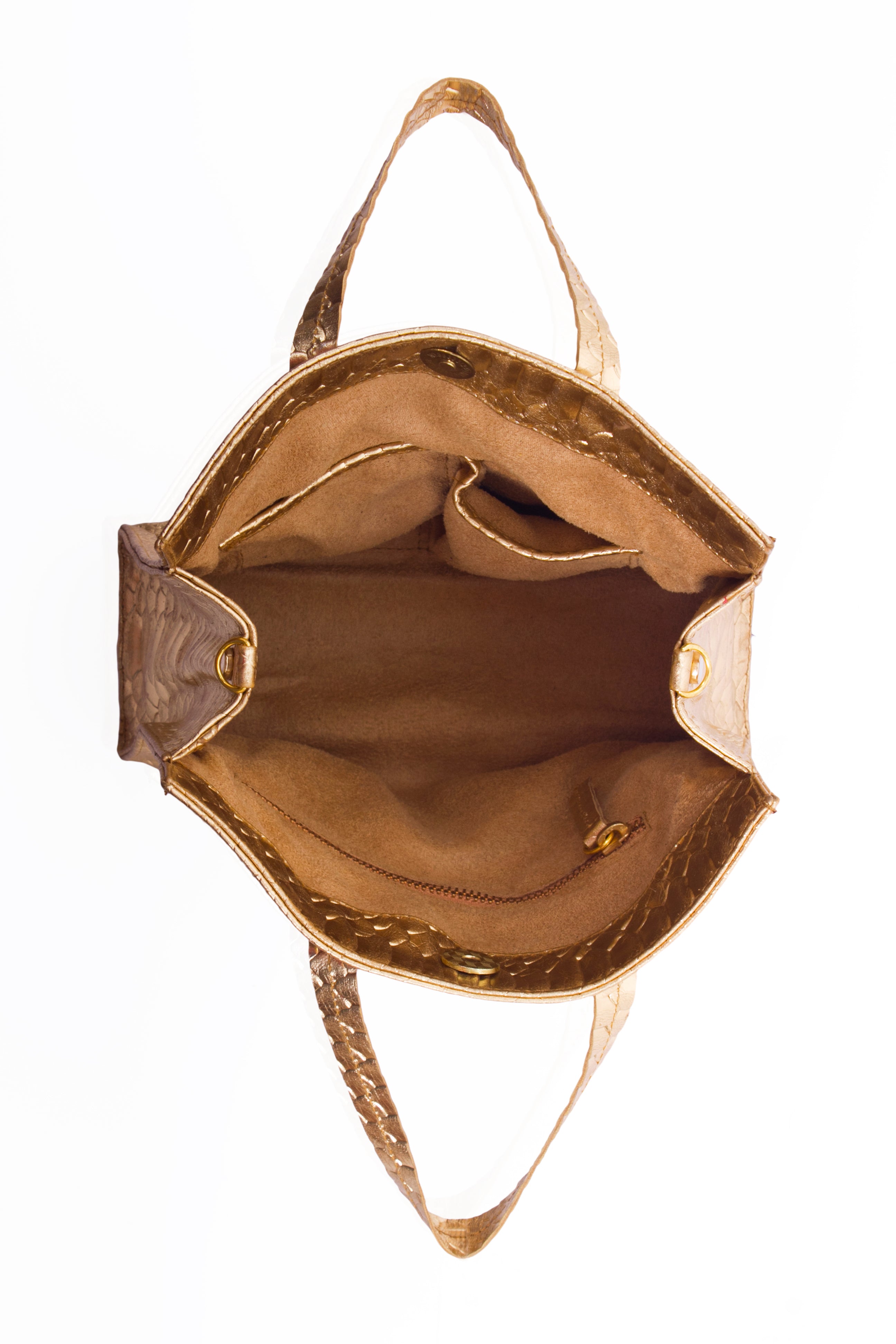 Clare-Metallic Gold Embossed Python Mini Tote