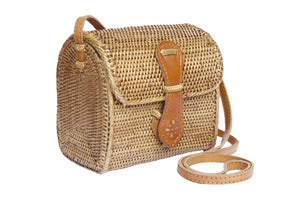 Rattan straw bag, crossbody ata handbag, rattan basket bag