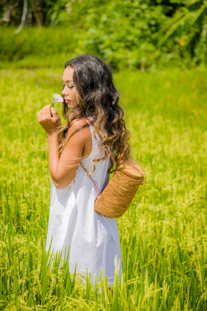 Backpack wicker basket bag