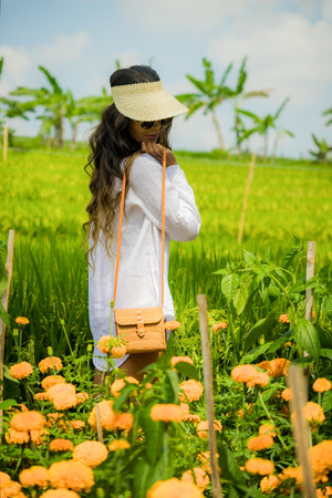 Small Basket bag, Crossbody basket, Rattan Bag-Ata Bag