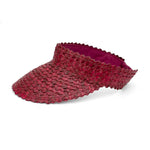 Straw Visor Wide Brim Sun Hat Maroon Side View