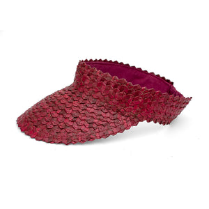 Straw Visor Wide Brim Sun Hat Maroon Side View