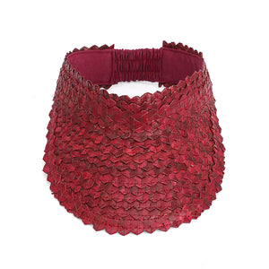 Straw Visor Wide Brim Sun Hat Maroon Top View