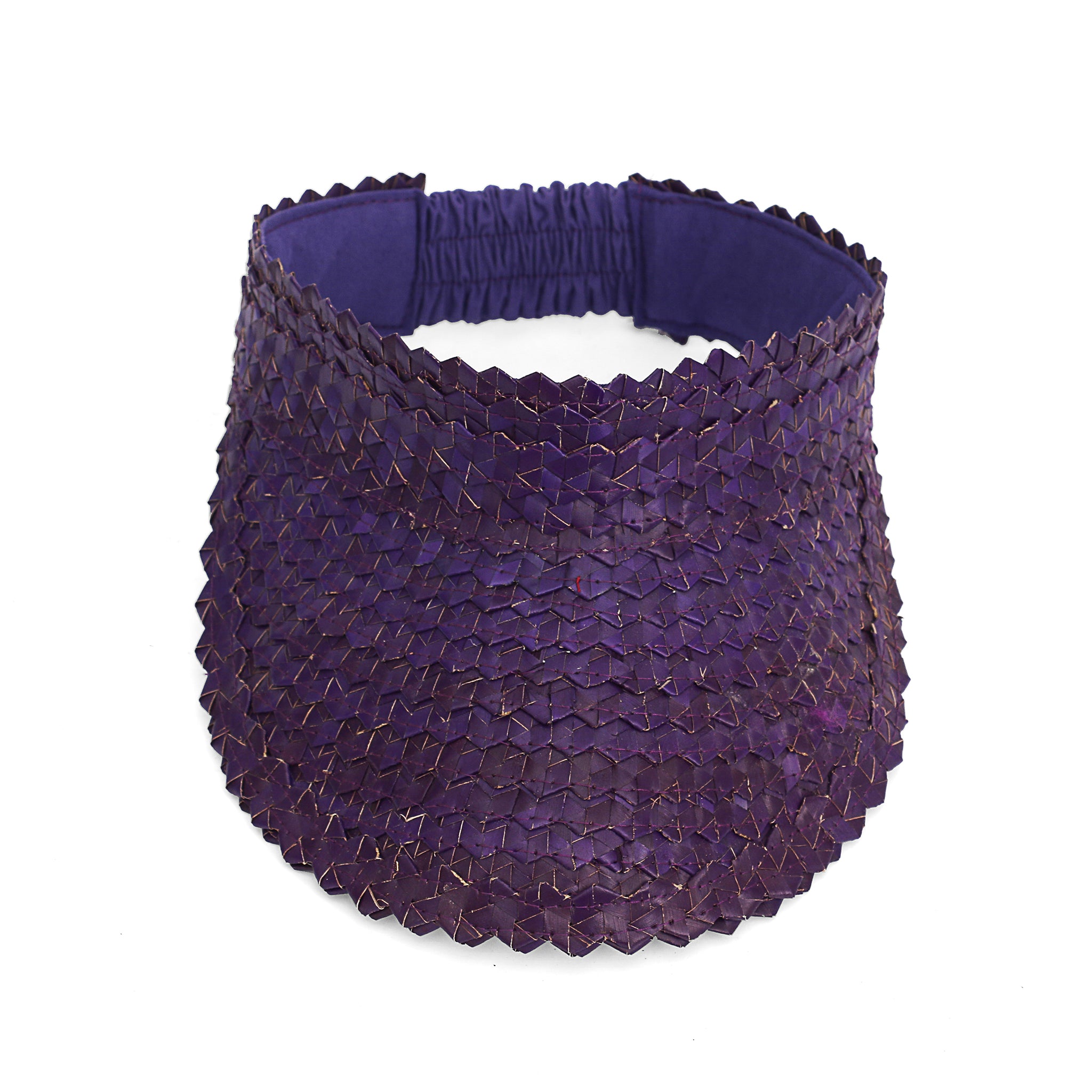 Straw Visor Wide Brim Sun Hat Purple Top View