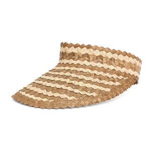 Straw Visor Wide Brim Sun Hat Natural Two Tone Front View