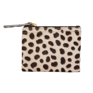 Leopard Print Calf Hair Coin Purse and Card Holder