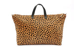 Leopard Print Leather Weekender Handbag