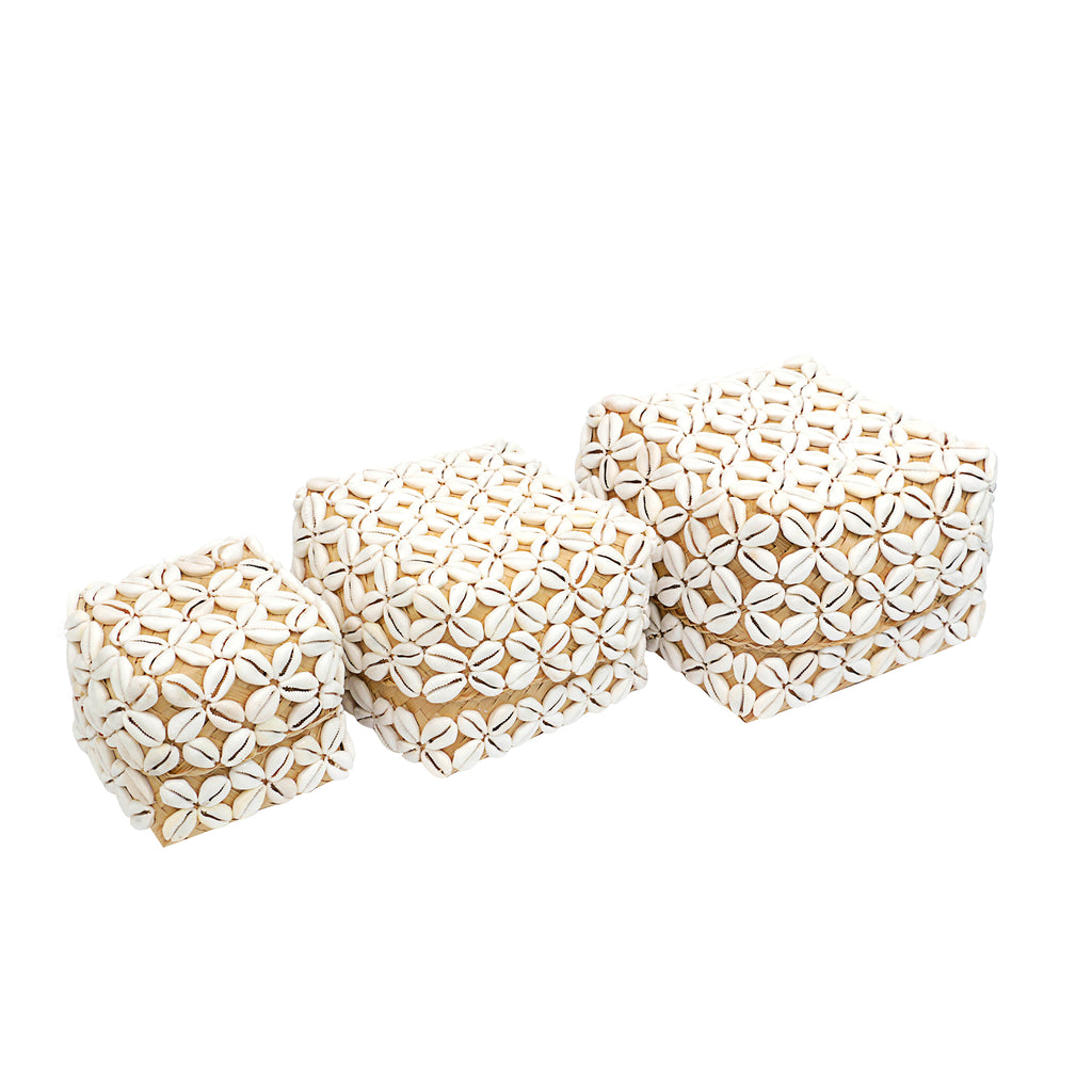 Beaded Bamboo Basket - Cowrie Shell
