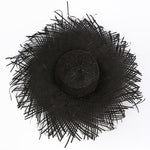 Wide Brim Raffia Straw Frayed Edge Hat-Black