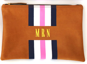 Wellington Camel Stripe Monogram Tote