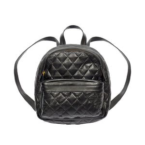 black quilted women leather small backpack