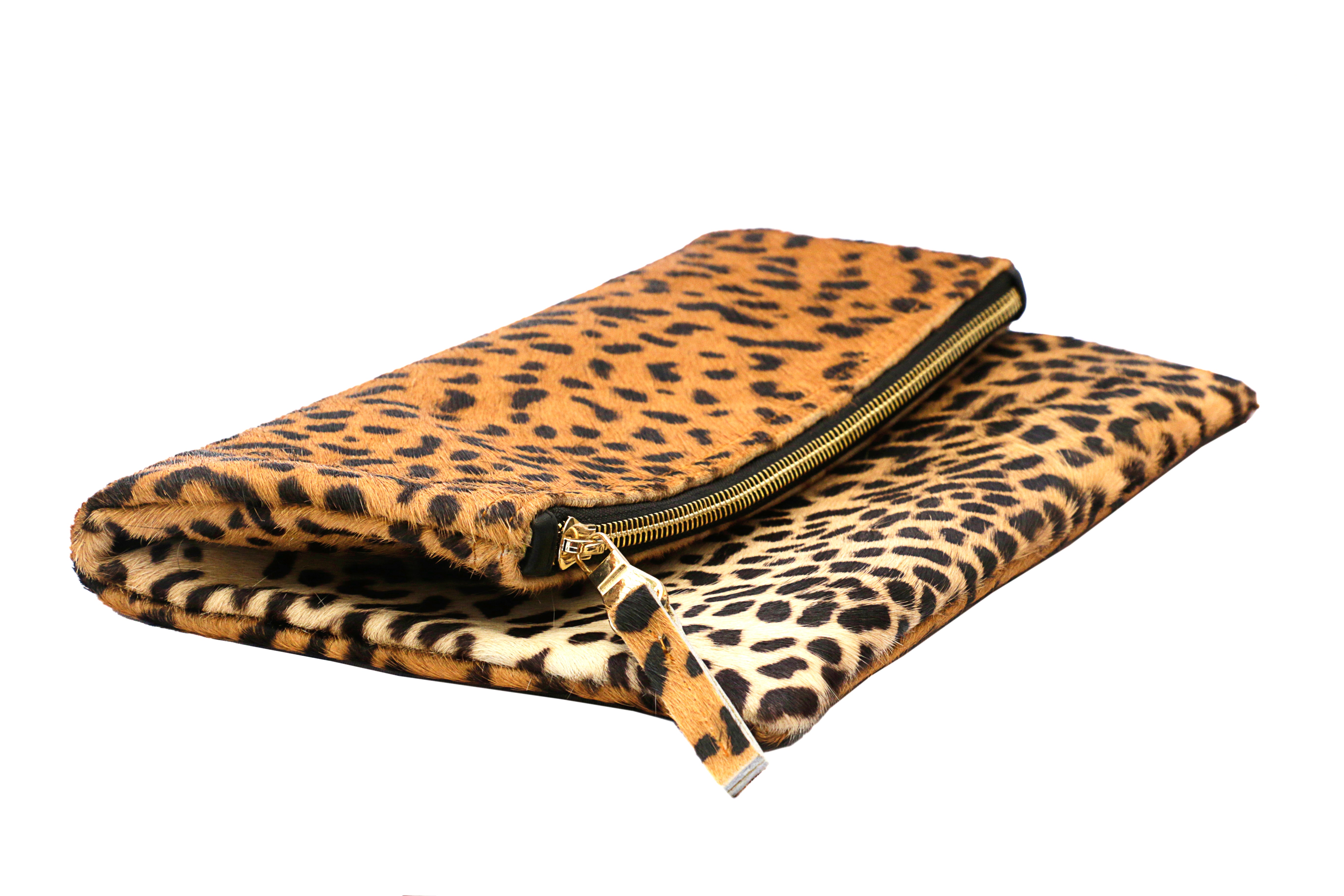 Pochette exclusive en cuir léopard