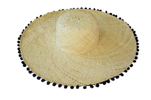 Straw Pom Pom Beach Hat