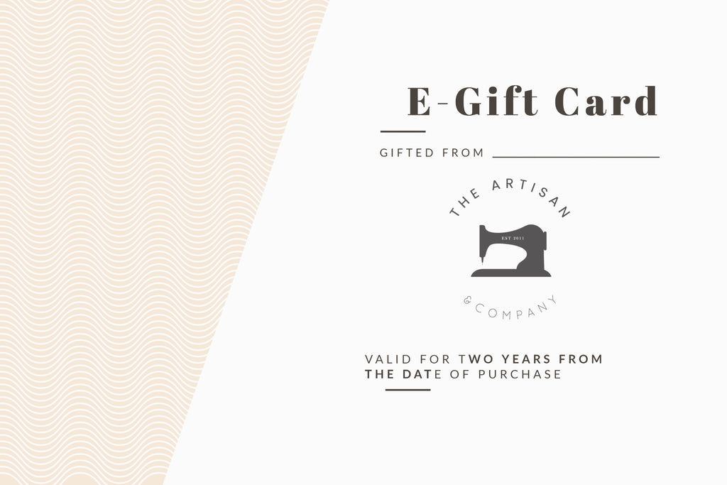 The Artisan and Company Online Store E-Gift Card ranging from $10-$300 usd