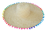 beach accessories; beach hat; pompom beach hat; straw pompom beach hat; 