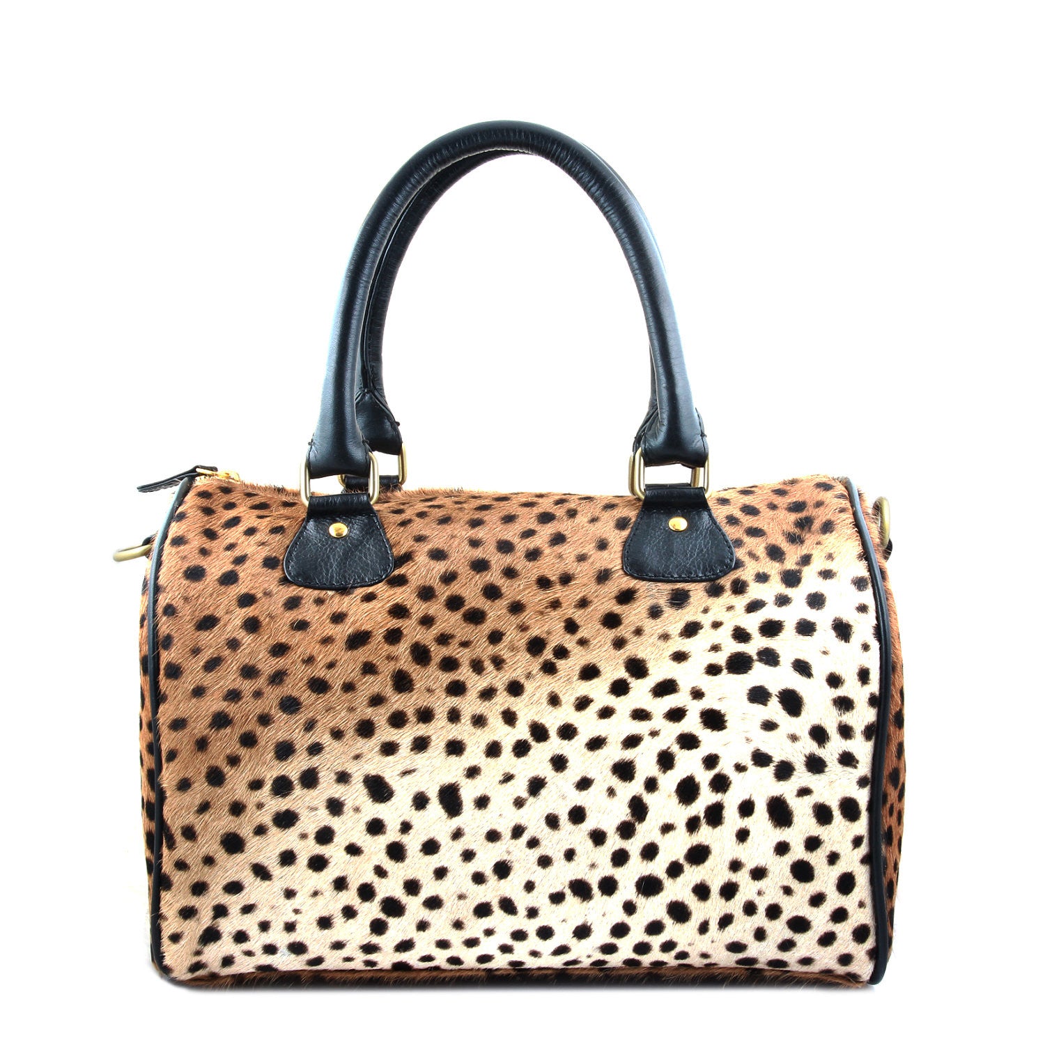 Women's Handbag; Duffle Bag; Genuine leopard print calf hair bag; Leather duffle bag; small duffle bag; crossbody duffle bag; travel duffle bag; calf hair duffle bag; pony hair duffle bag; Duffle bags for women