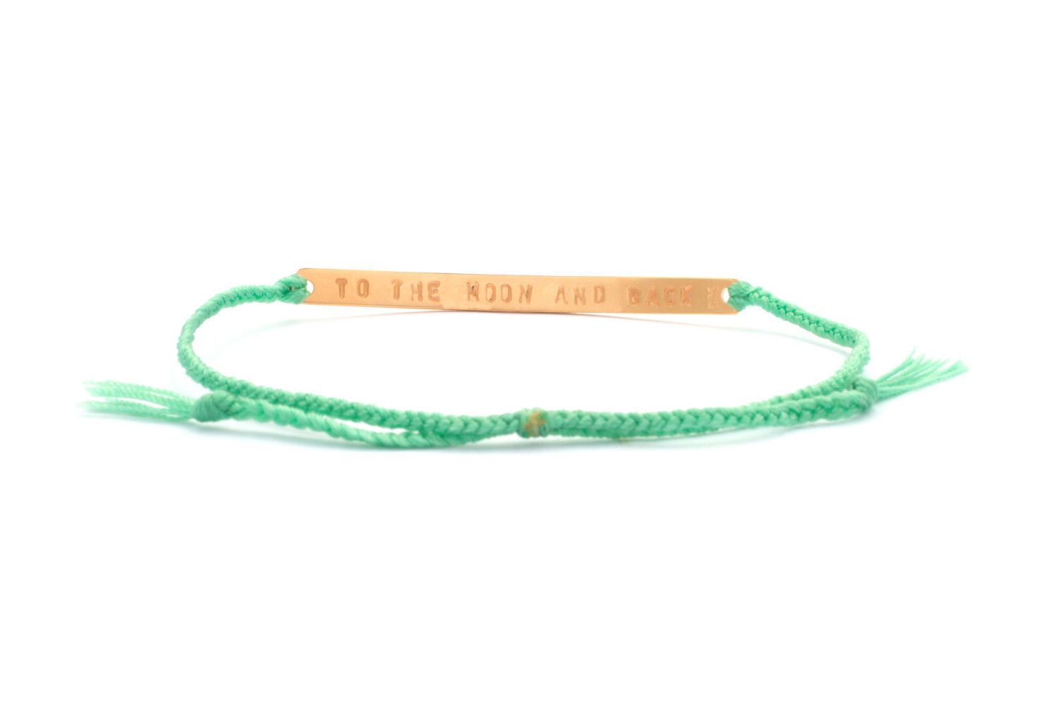 wedding gift ideas; bridal gift ideas; bridal gifts; tag thread bracelet; tag bracelet; rose gold tag bracelet; vermeil tag bracelet; handstamp jewelry; handstamp bracelet; personalized bracelet; personalized jewelry; charity gift ideas; fundraising product ideas; bride to be gift idea; bridal party gift ideas; gift for her; valentine's day gift; id bracelet; colorful personalised bracelet; jewelry; bracelet; unisex bracelet
