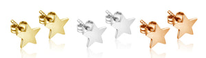 Group Shot Gold Sterling Silver Rose Gold Star Shaped Stud Earrings