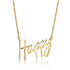 Word Necklace Happy in 14k gold plated