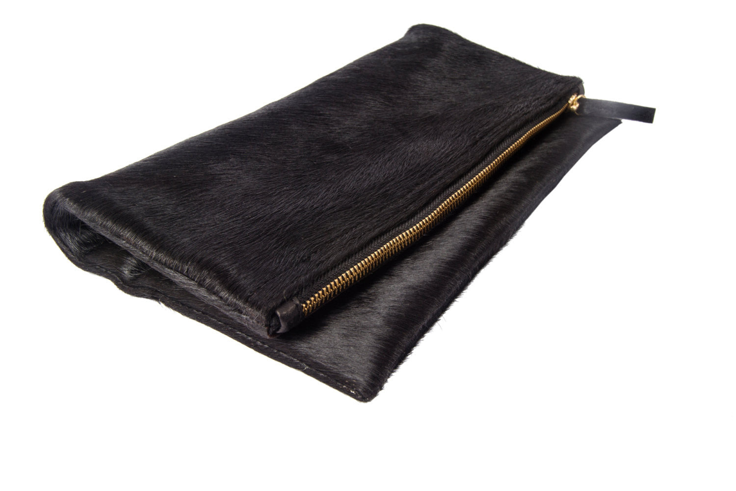 Flat View Calf Hair Leather Foldover Clutch