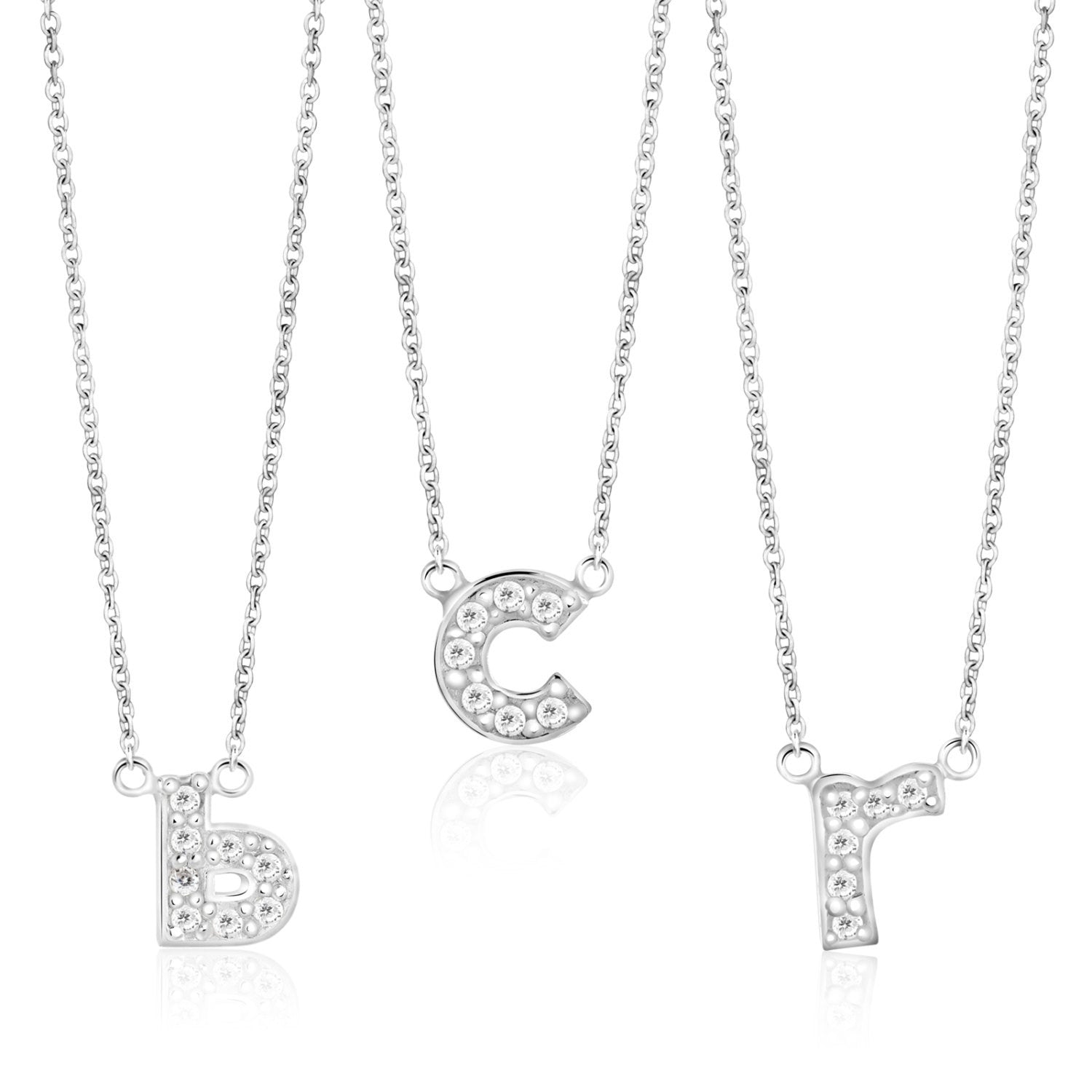 Lowercase Initial Sterling silver pendant necklace