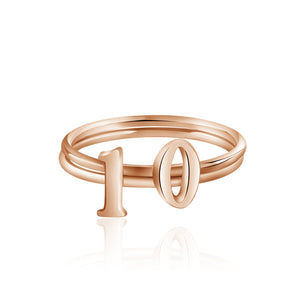 Rose gold vermeil custom personalized number ring for women