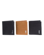 Black and Tan Monogrammed Men's Leather Bi-Fold