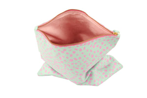 Mint Dalmatian print leather bag fold over clutch, Dalmatian Bag, Leather Dalmatian print clutch, Dalmatian clutch, Mint Fold over, Mint Bag