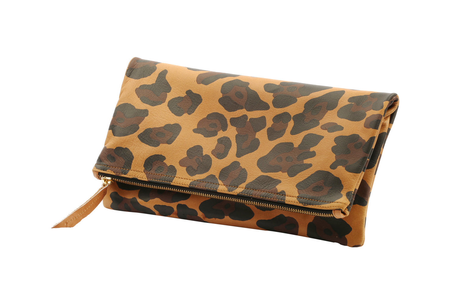 Leopard print fold over clutch, Leopard print Clutch, Leather print leopard clutch, Lepoard print clutch