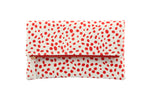 Dalmatian print leather bag fold over clutch, Dalmatian Bag, Leather Dalmatian print clutch, Dalmatian clutch, Red and White Fold over