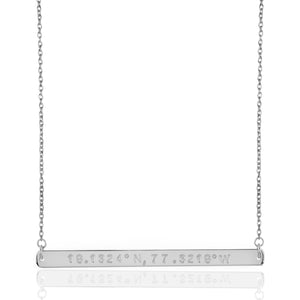 925 sterling silver bar bespoke necklace; coordinate bespoke bar necklace; name necklace
